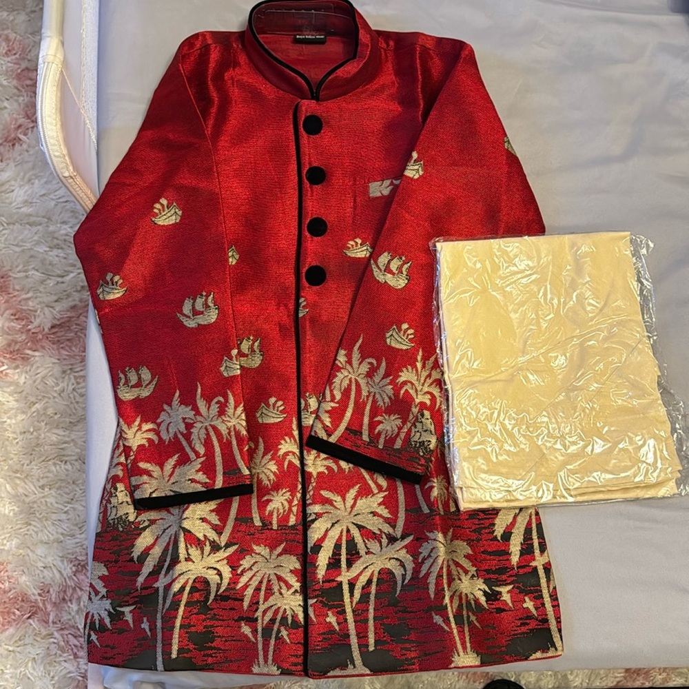 Red sherwani for boys